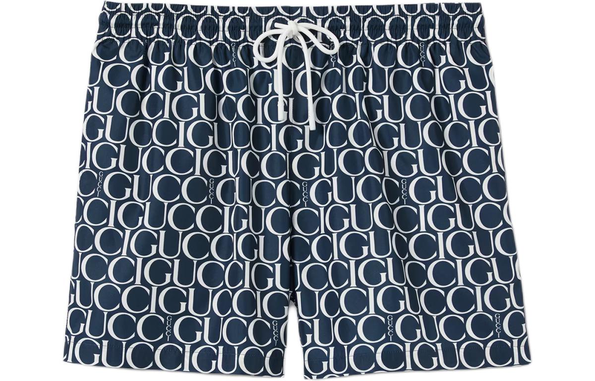 Gucci SS24 Blue Logo Print Swim Shorts 787899-XHAI5-4735