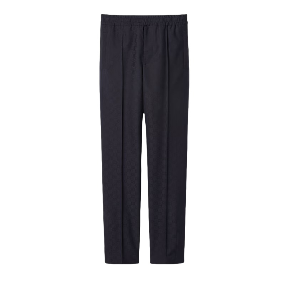 Gucci SS24 Blue Striped Logo Print Straight-Fit Casual Pants 798621-ZAORH-4036