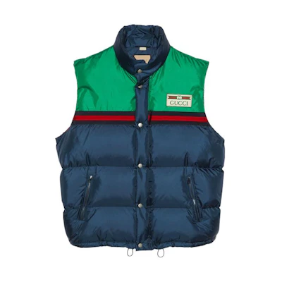 Gucci SS24 Blue Two-Tone Sleeveless Puffer Jacket 698713-Z8BN7-4697