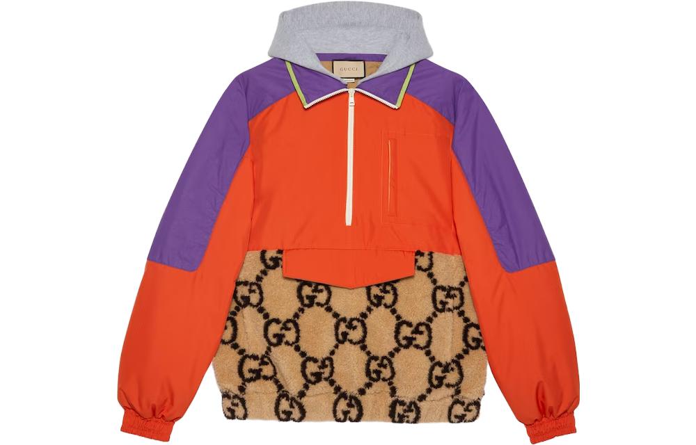 Gucci SS24 Camel Patchwork Logo Print Hooded Jacket 768621-XJF4B-2491