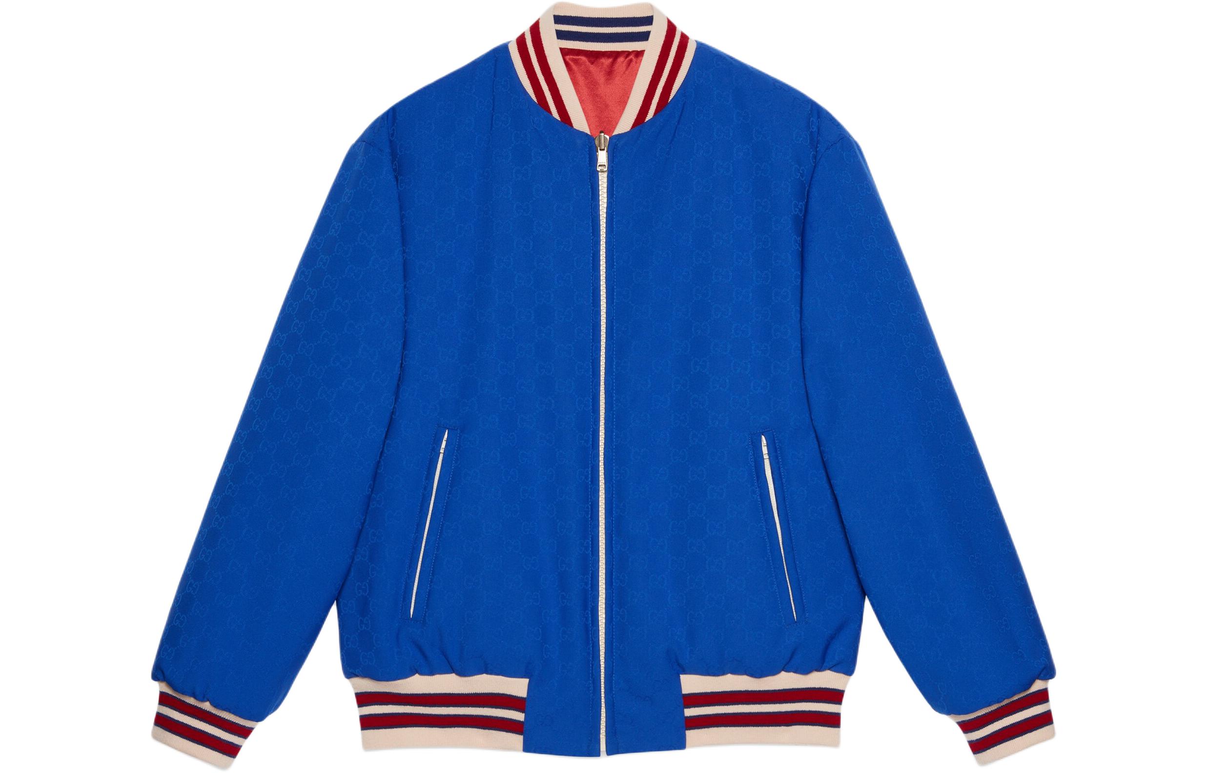Gucci SS24 Chinese New Year Reversible Blue Jacket Striped Trim Zipper 770829-ZAPV7-4627