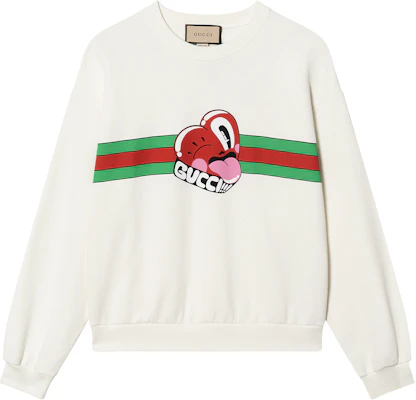 Gucci SS24 Cream Heart Logo Print Long Sleeve Sweatshirt 768530-XJGI6-9095 Buy Gucci SS24 Cream Heart Logo Print Long Sleeve Sweatshirt 768530-XJGI6-9095