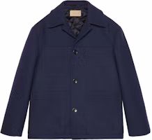 Gucci SS24 Dark Blue Letter Print Long-Sleeve Jacket with Collar 762525-ZAPBF-4669 Gucci SS24 Dark Blue Letter Print Long-Sleeve Jacket with Collar 762525-ZAPBF-4669
