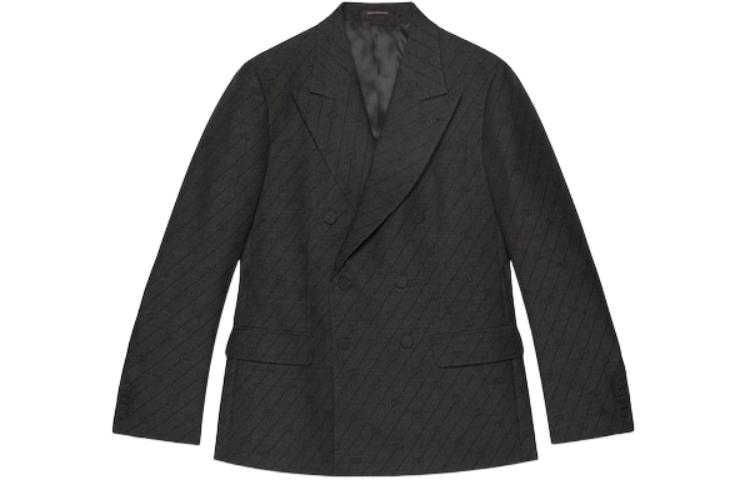 Gucci SS24 Interlocking G Wool Striped Formal Jacket Black 782748-ZAPYR-1016