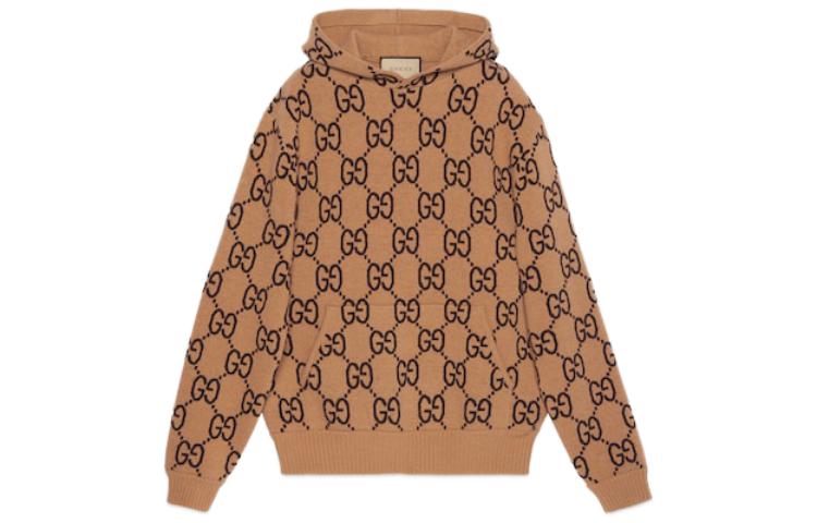 Gucci SS24 Khaki Brown Patterned Pullover Hoodie 770582-XKDSL-2667