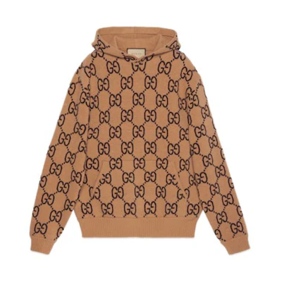 Gucci SS24 Khaki Brown Patterned Pullover Hoodie 770582-XKDSL-2667