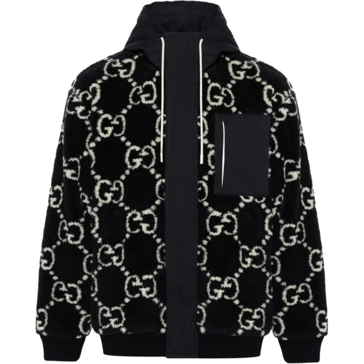 Gucci SS24 Logo Plush Jacquard Hoodie Jacket Deep Blue 771121-XJF4D-4100