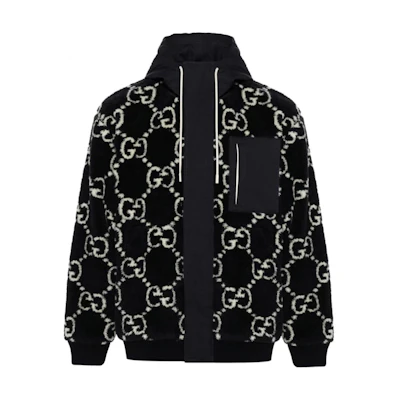 Gucci SS24 Logo Plush Jacquard Hoodie Jacket Deep Blue 771121-XJF4D-4100