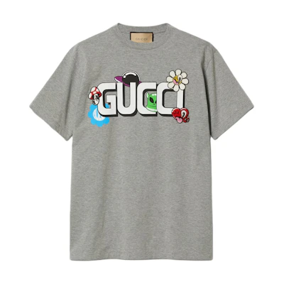 GUCCI SS24 Logo Print Crewneck Short Sleeve T-Shirt Grey 785345-XJGI5-1178