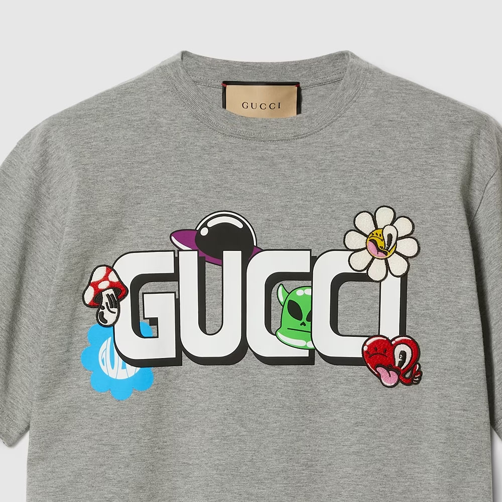 GUCCI SS24 Logo Print Crewneck Short Sleeve T-Shirt Grey 785345-XJGI5-1178 圖 7