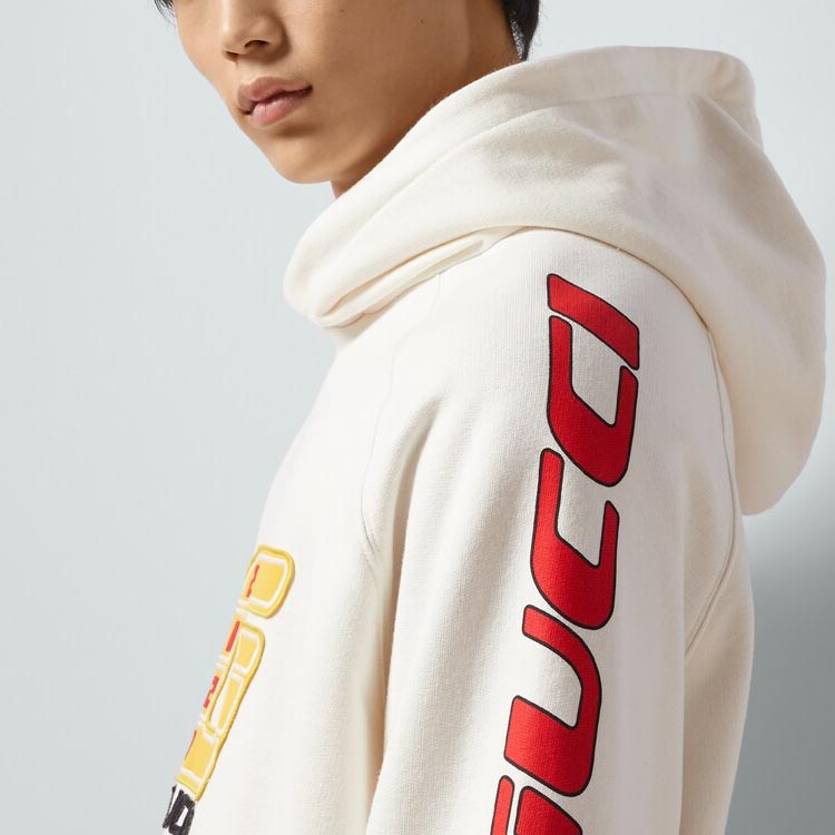 Details for Gucci SS24 標誌印花連帽雙層衛衣 米白色 773084-XJGBP-9095