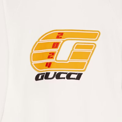 Gucci SS24 標誌印花連帽雙層衛衣 米白色 773084-XJGBP-9095 2