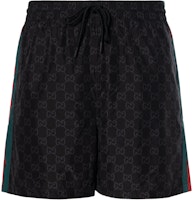 Gucci SS24 Love Parade Logo Jacquard Print Black Beach Shorts. 699084-XHAJ0-1152 Gucci SS24 Love Parade Logo Jacquard Print Black Beach Shorts. 699084-XHAJ0-1152