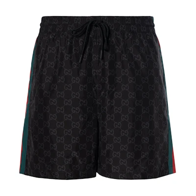 Gucci SS24 Love Parade Logo Jacquard Print Black Beach Shorts. 699084-XHAJ0-1152