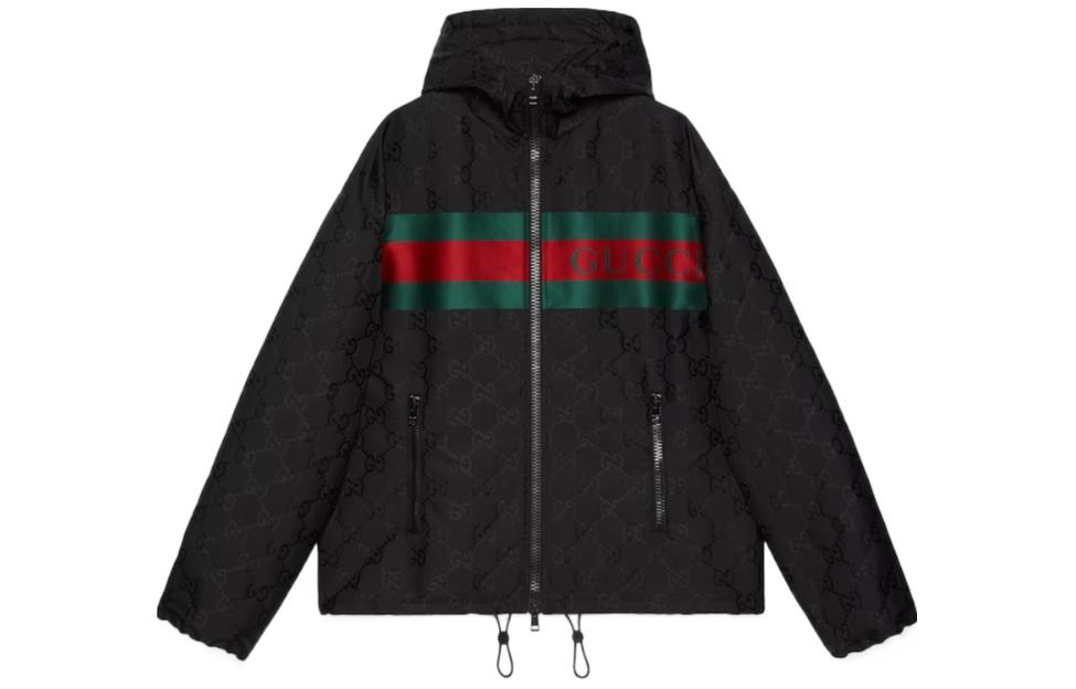 Buy グッチ SS24 モノグラム ストライプ ジップフーディージャケット ブラック 782717-ZAQDZ-1060