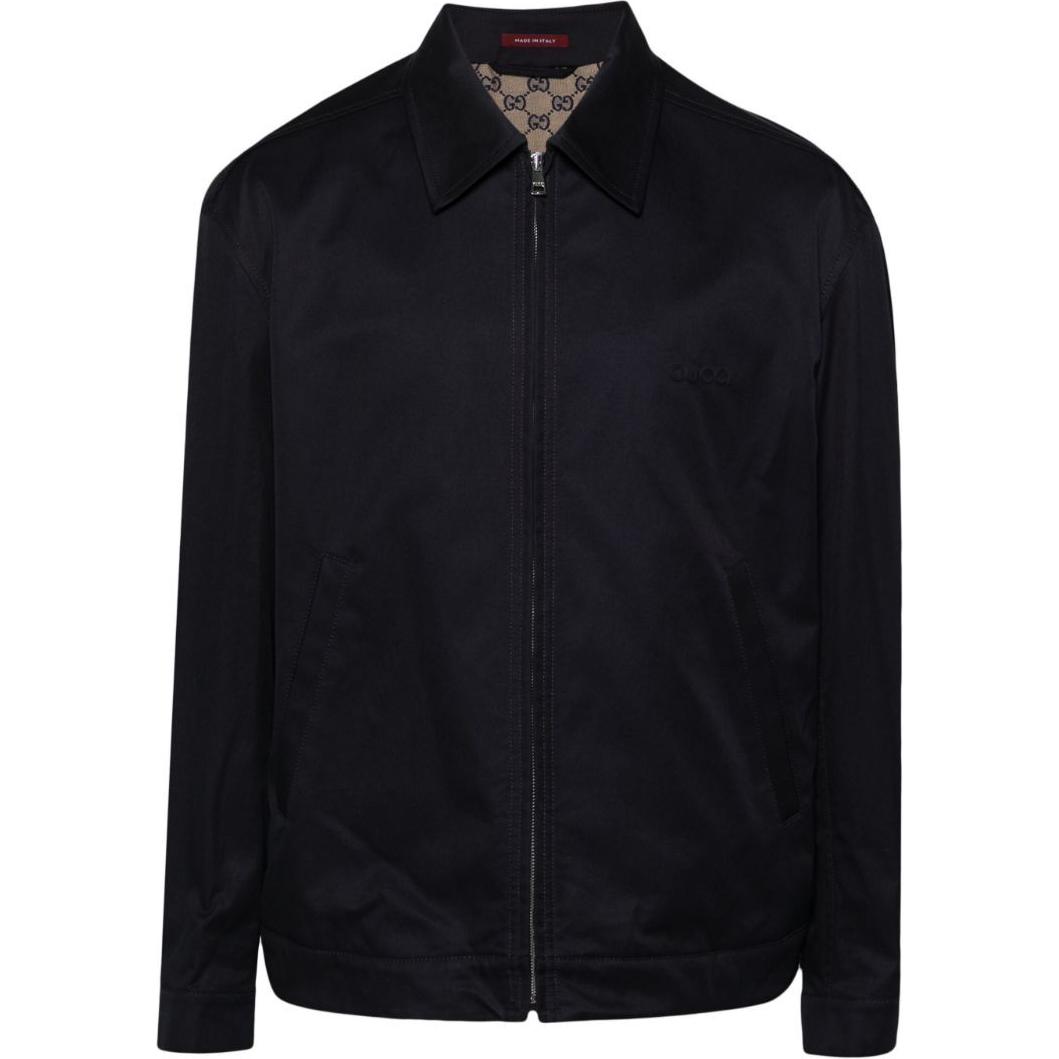 Gucci SS24 Navy Blue Casual Long-Sleeve Jacket with Zip Pocket 784180-ZAPQ3-SEAMILITARYBLUE