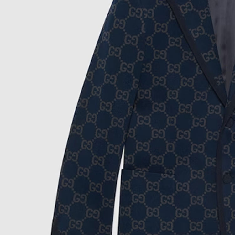 Sizing Gucci SS24 Navy Blue Monogram Single-Breasted Long Sleeve Jacket 770398-ZAO35-4544