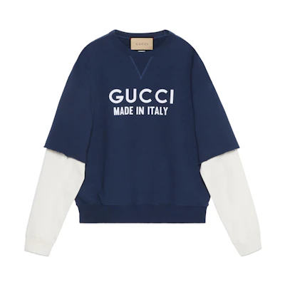 Gucci SS24 Navy Crewneck Sweatshirt with Logo Print 768458-XJF31-4713
