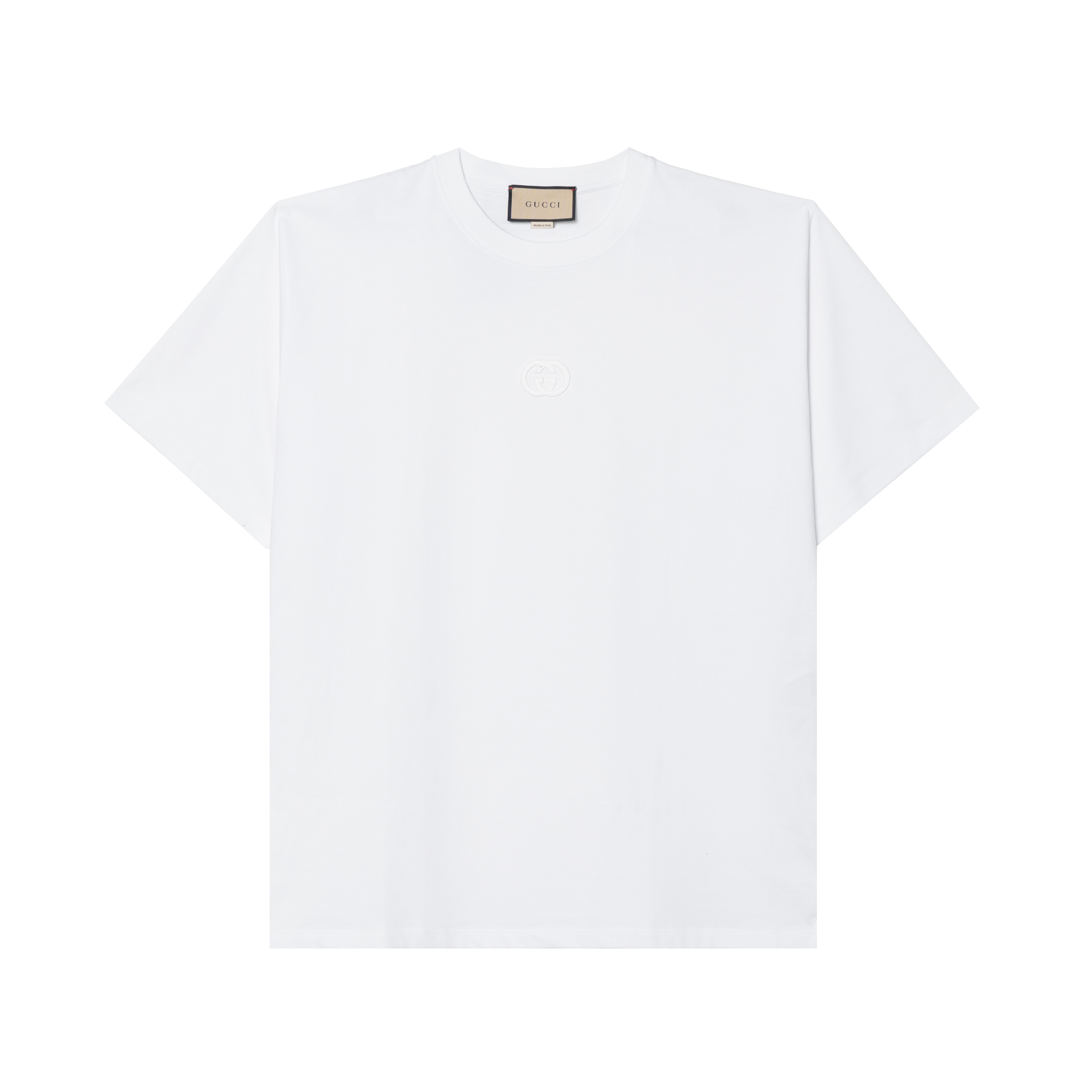 Gucci SS24 Off-White Embroidered Logo Crew Neck T-Shirt 774580-XJGA9-9692