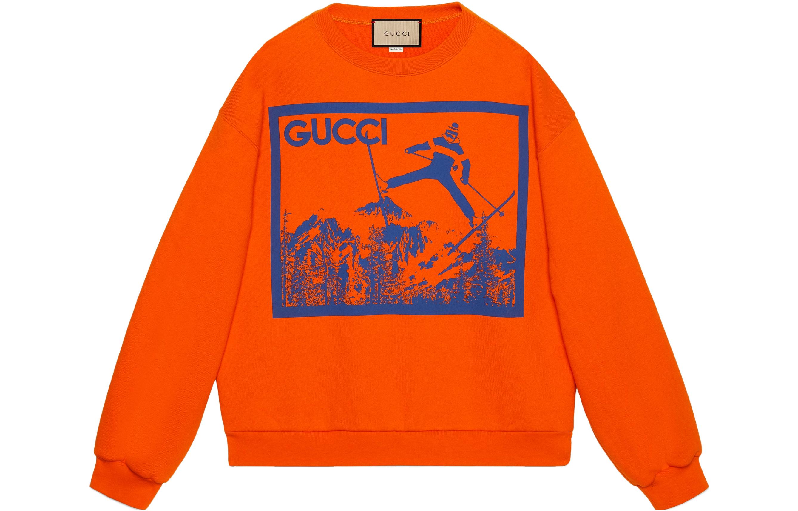 Gucci SS24 Orange Long-Sleeve Sweatshirt with Logo Print 774244-XJGAZ-7548