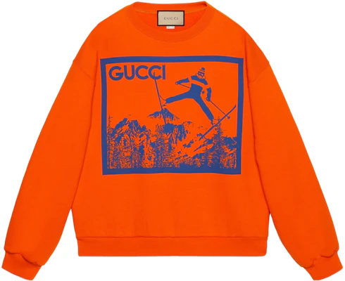Gucci SS24 橘色長袖徽標印花運動衫 774244-XJGAZ-7548 Buy Gucci SS24 橘色長袖徽標印花運動衫 774244-XJGAZ-7548