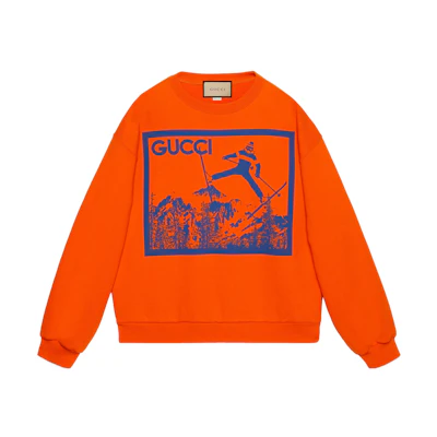 Gucci SS24 Orange Long-Sleeve Sweatshirt with Logo Print 774244-XJGAZ-7548