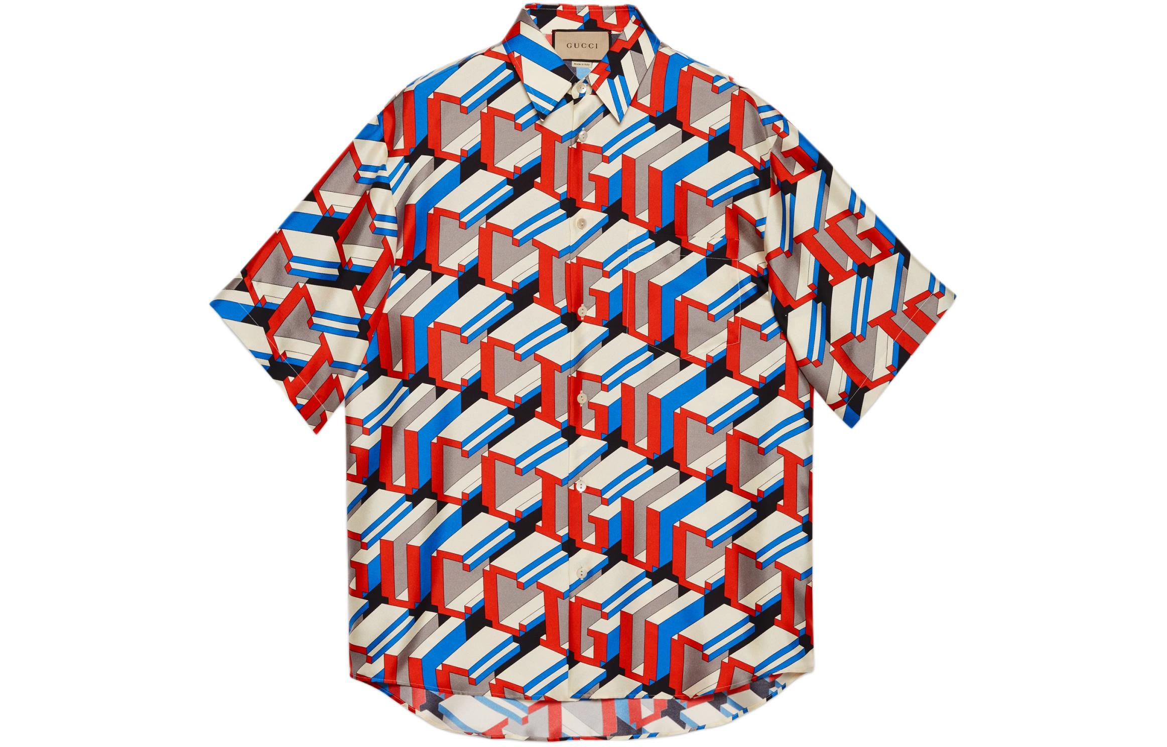 Gucci SS24 Printed Collared Short-Sleeve Shirt Multicolor 770290-ZAPEI-9376