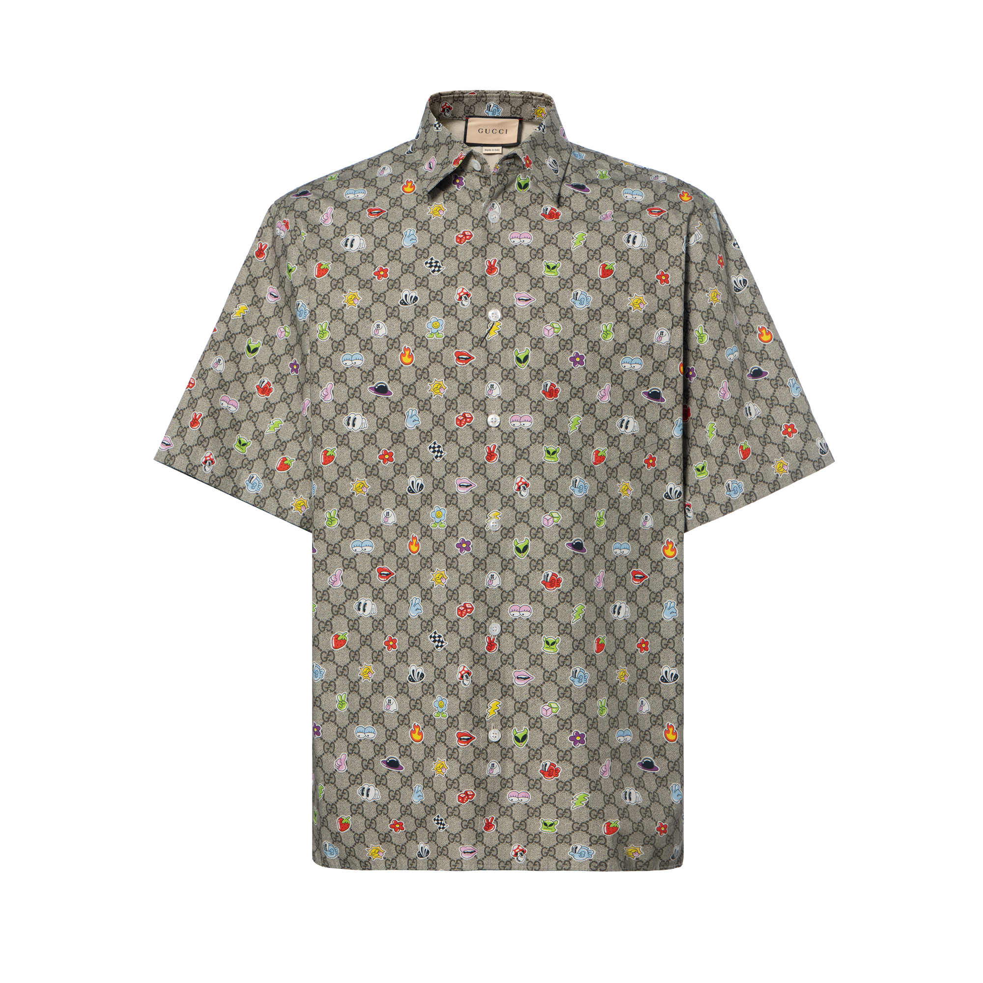 Gucci SS24 Printed Point Collar Short Sleeve Shirt Multi-Color Men 782499-ZAQD8-2270