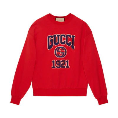 Gucci SS24 Red Cotton Jersey Sweatshirt with Embroidery 768530-XJF3O-6429