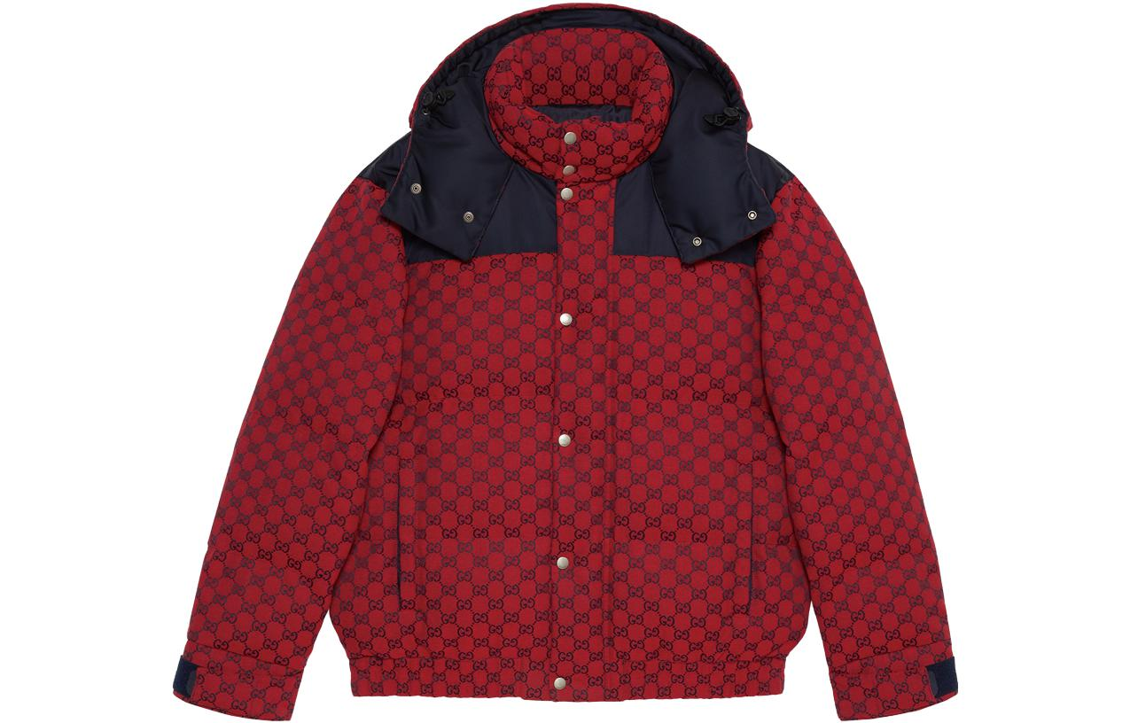 Gucci SS24 Red Patterned Hooded Down Jacket for Men 762559-Z8BNP-6241