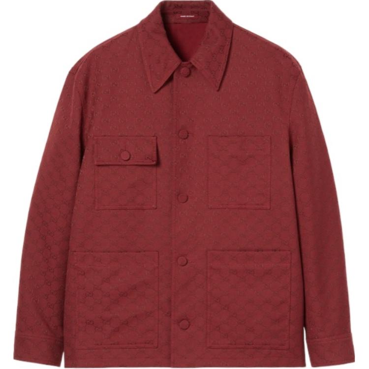 Gucci SS24 Red Single-Breasted Logo Long-Sleeve Jacket for Men 800792-Z8BU1-6207