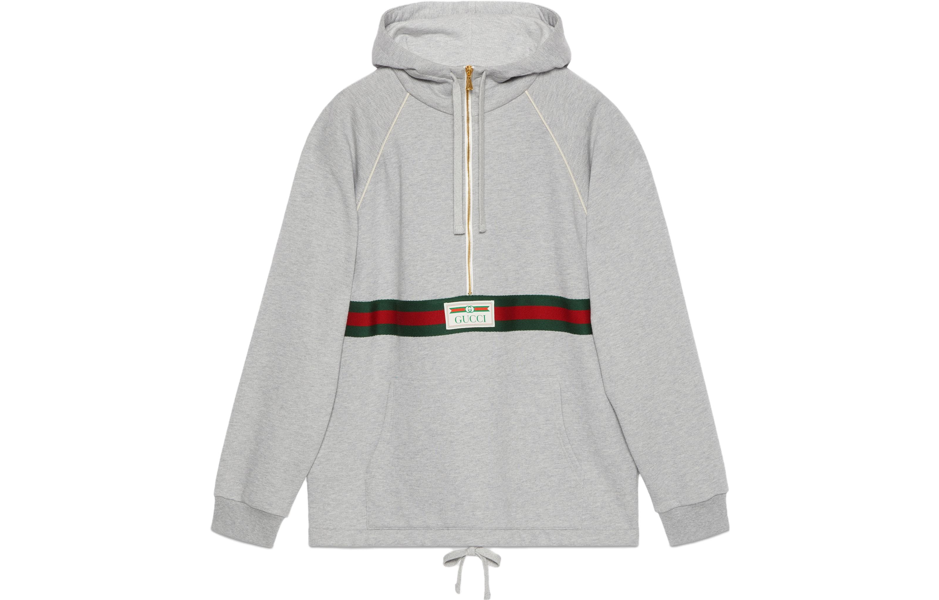 Gucci SS24 Striped Logo Hoodie Gray Long Sleeve 645320-XJF63-1148