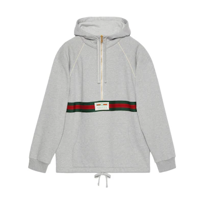 Gucci SS24 Striped Logo Hoodie Gray Long Sleeve 645320-XJF63-1148
