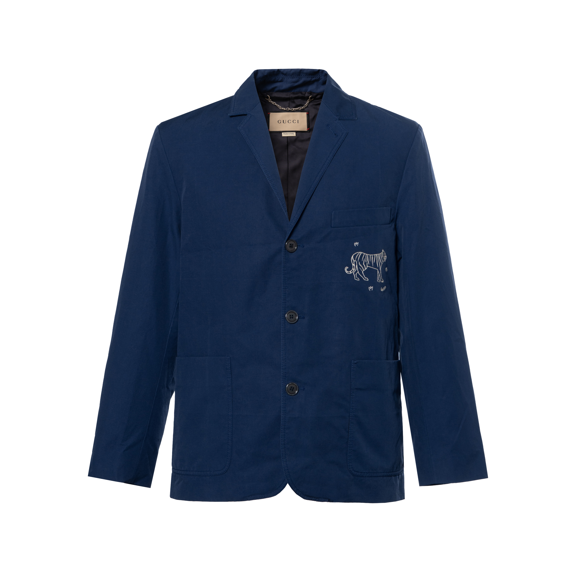 Buy Gucci SS24 Blazer Azul con Bordado de Tigre 740618-ZAM2E-4912