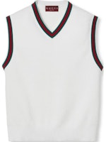 Gucci SS24 White Contrasting Stripe V-Neck Knitted Vest 797165-XKD77-9060 Gucci SS24 White Contrasting Stripe V-Neck Knitted Vest 797165-XKD77-9060