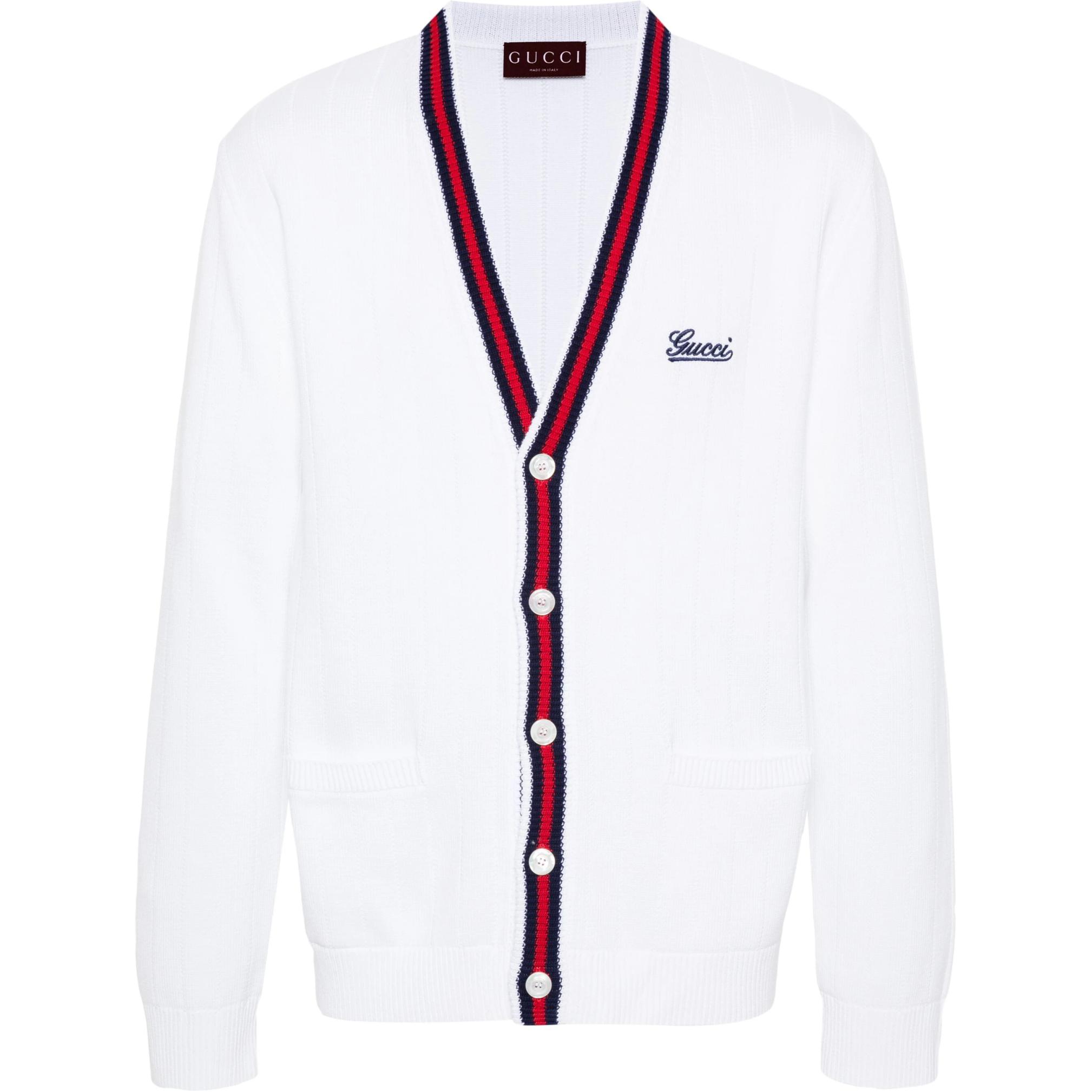 Gucci SS24 White Logo Embroidery Knit Cardigan 795826-XKD7M-白色