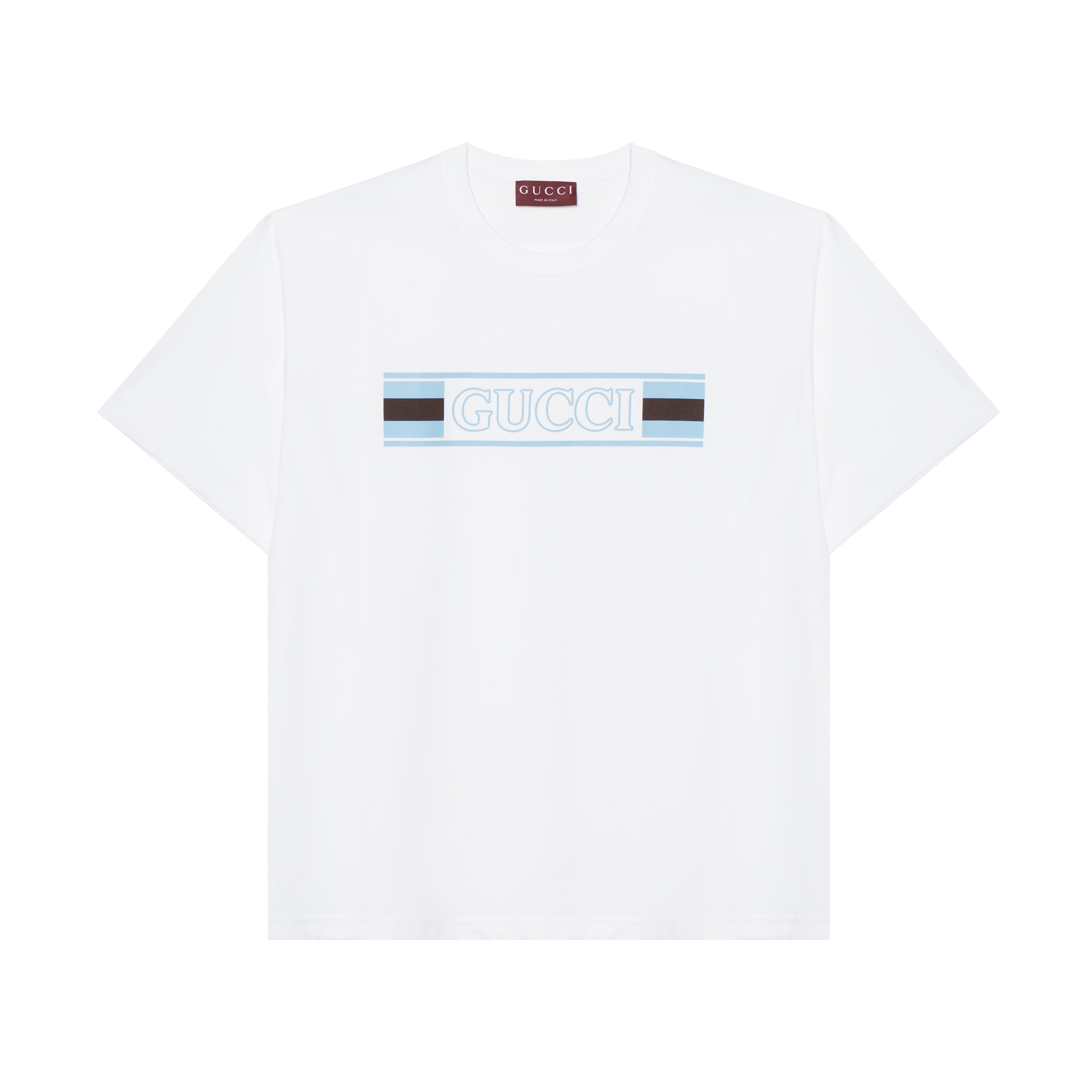 GUCCI SS25 Printed Knit Cotton Short Sleeve T-Shirt White Mens. 796395-XJG3P