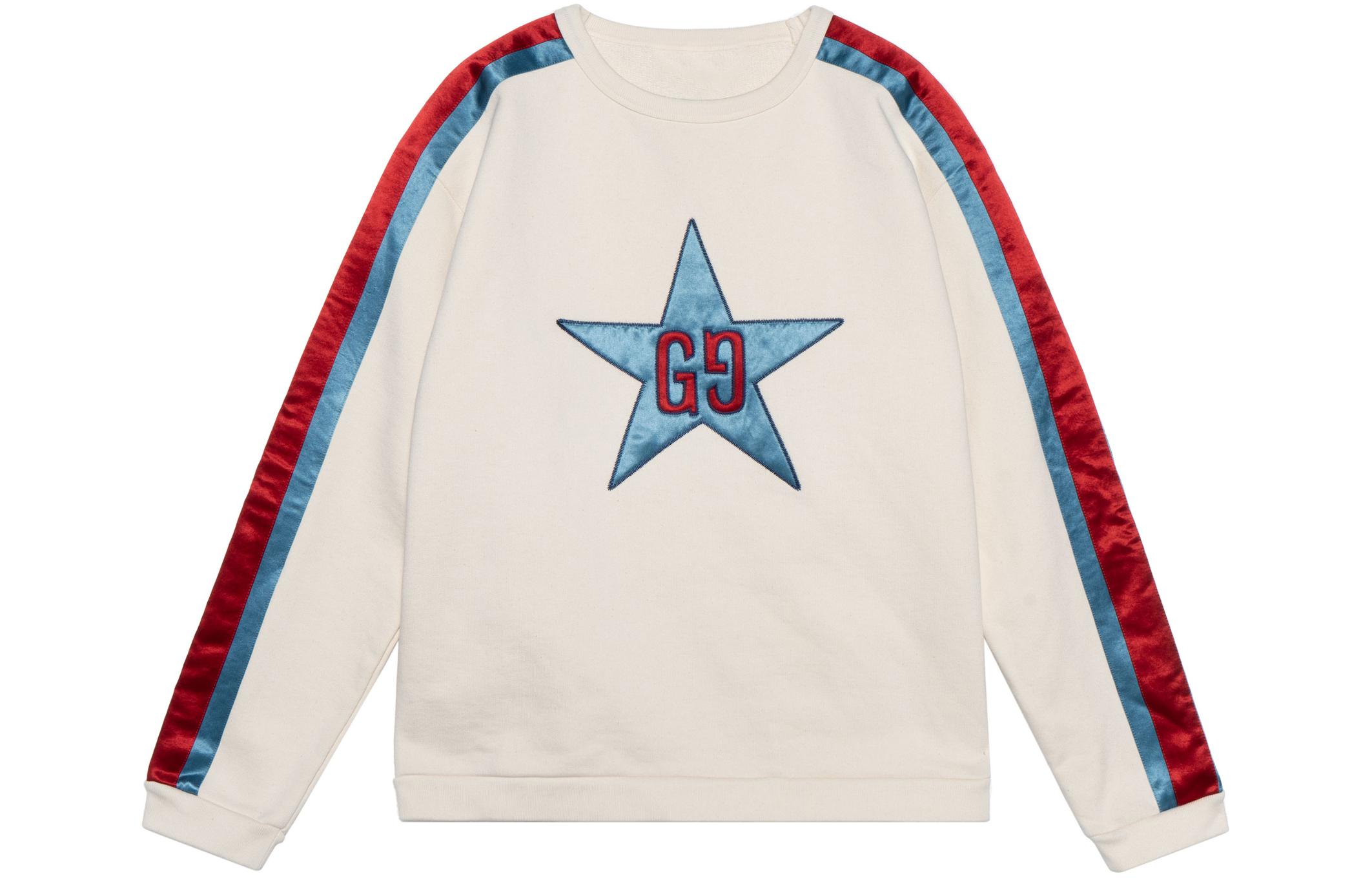 Gucci Star Logo Striped Crewneck Pullover Sweatshirt White - 576065-XJBBQ-9761