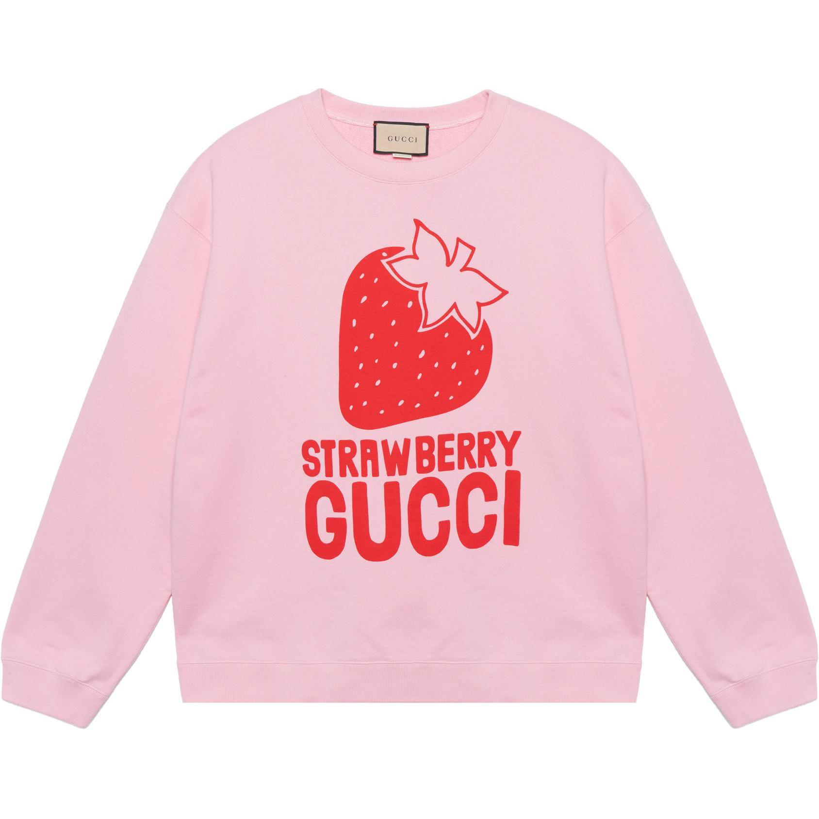 Gucci Strawberry Logo Crewneck Sweatshirt Pink SS22 681217-XJDV1-5904