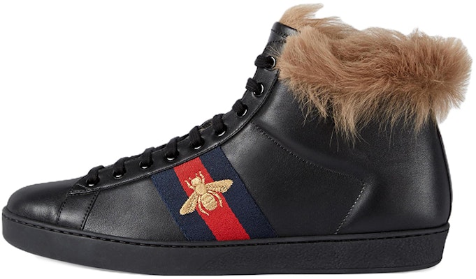 Gucci Stripe Ace High 'Black Fur' 497367-0FI50-1093 Buy Gucci Stripe Ace High 'Black Fur' 497367-0FI50-1093