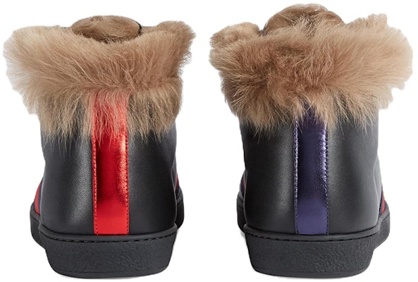 GUCCI古馳 ACE 皮革 高筒繫帶 時尚板鞋 男款 黑色 Shop GUCCI古馳 ACE 皮革 高筒繫帶 時尚板鞋 男款 黑色