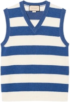 Gucci Stripe Colorblock Logo V-Neck Knit Vest Blue Unisex SS23 721790-XKCLU-9071 Gucci Stripe Colorblock Logo V-Neck Knit Vest Blue Unisex SS23 721790-XKCLU-9071