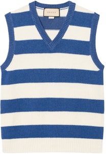 Chaleco de Punto Gucci Azul Logo Rayado Unisex SS23 721790-XKCLU-9071 Buy Chaleco de Punto Gucci Azul Logo Rayado Unisex SS23 721790-XKCLU-9071