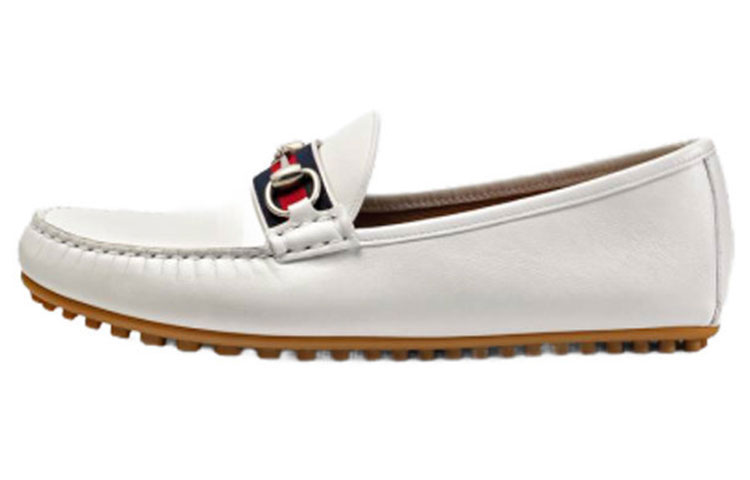 Gucci Stripe Leather Flat 'White'