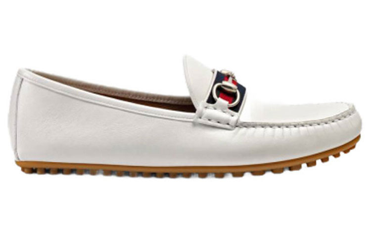 Gucci Stripe Leather Flat 'White' 圖 2