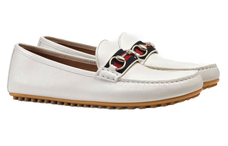 Gucci Stripe Leather Flat 'White' 圖 3