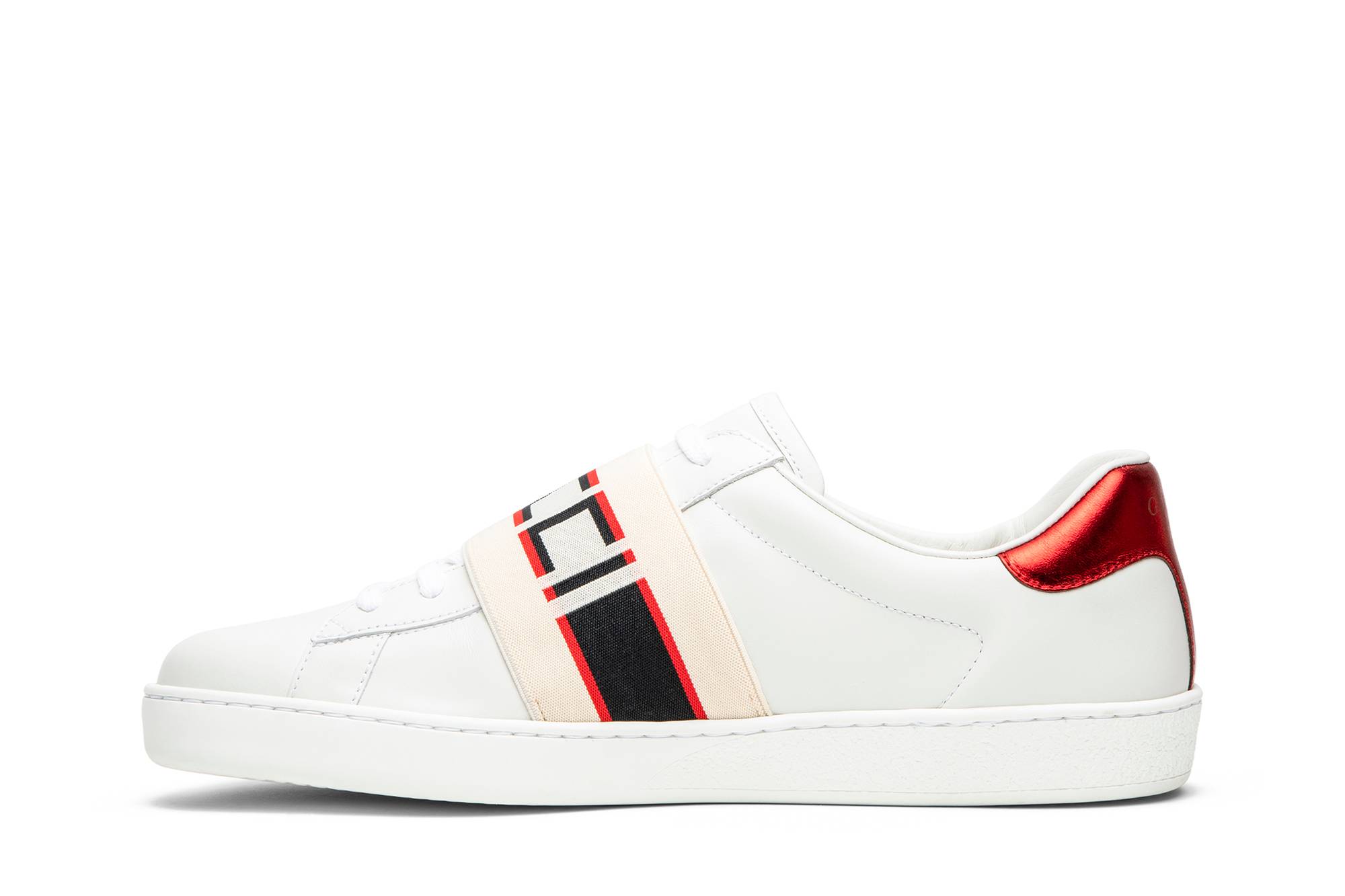 Lookbook 구찌 스트라이프 레더 스니커즈 (흰/빨/검) 523469-0FIV0-9091