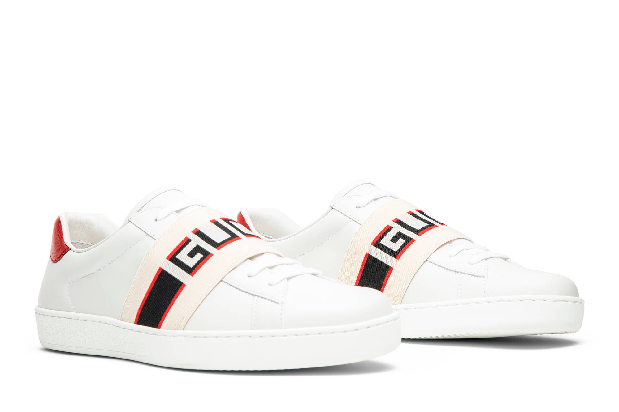 Cheap 구찌 스트라이프 레더 스니커즈 (흰/빨/검) 523469-0FIV0-9091