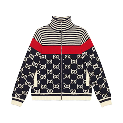 Gucci Stripe Logo Print Zip-Up High Neck Casual Jacket Multicolor () 545701-XKABP-4548
