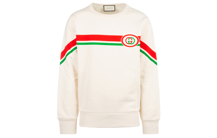 Gucci Stripe Print Pullover Long-Sleeve Sweatshirt White 475532-XJBCM-9230